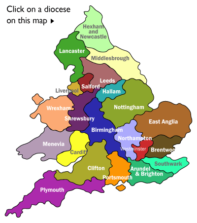 Map of English and Welsh RC dioceses 
