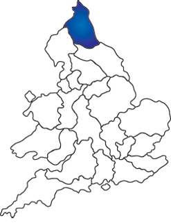 Map of English and Welsh RC dioceses with Hexham and Newcastle highlighted